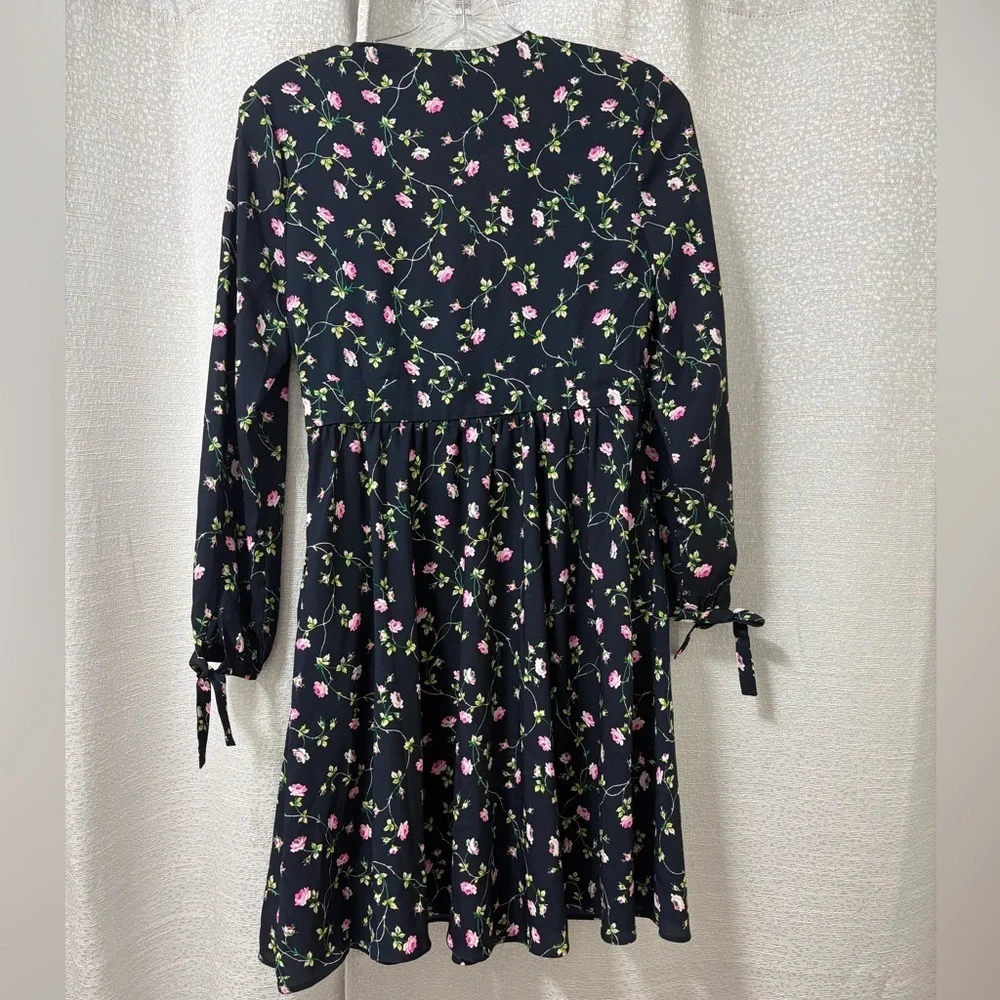 90’sJuicy Couture Women’s Blue Dress with Pink Floral Size 2 Preppy,Y2K Babydoll